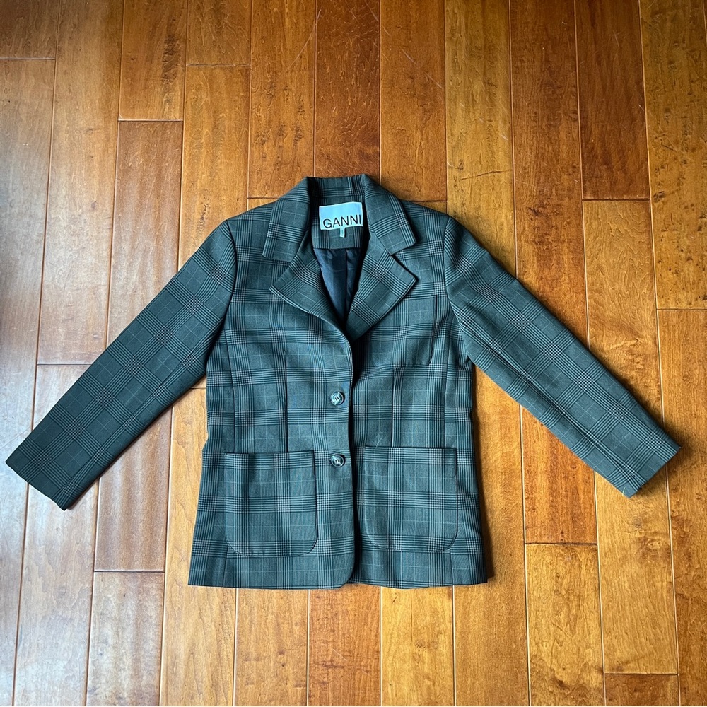 GANNI Checked Suiting Blazer